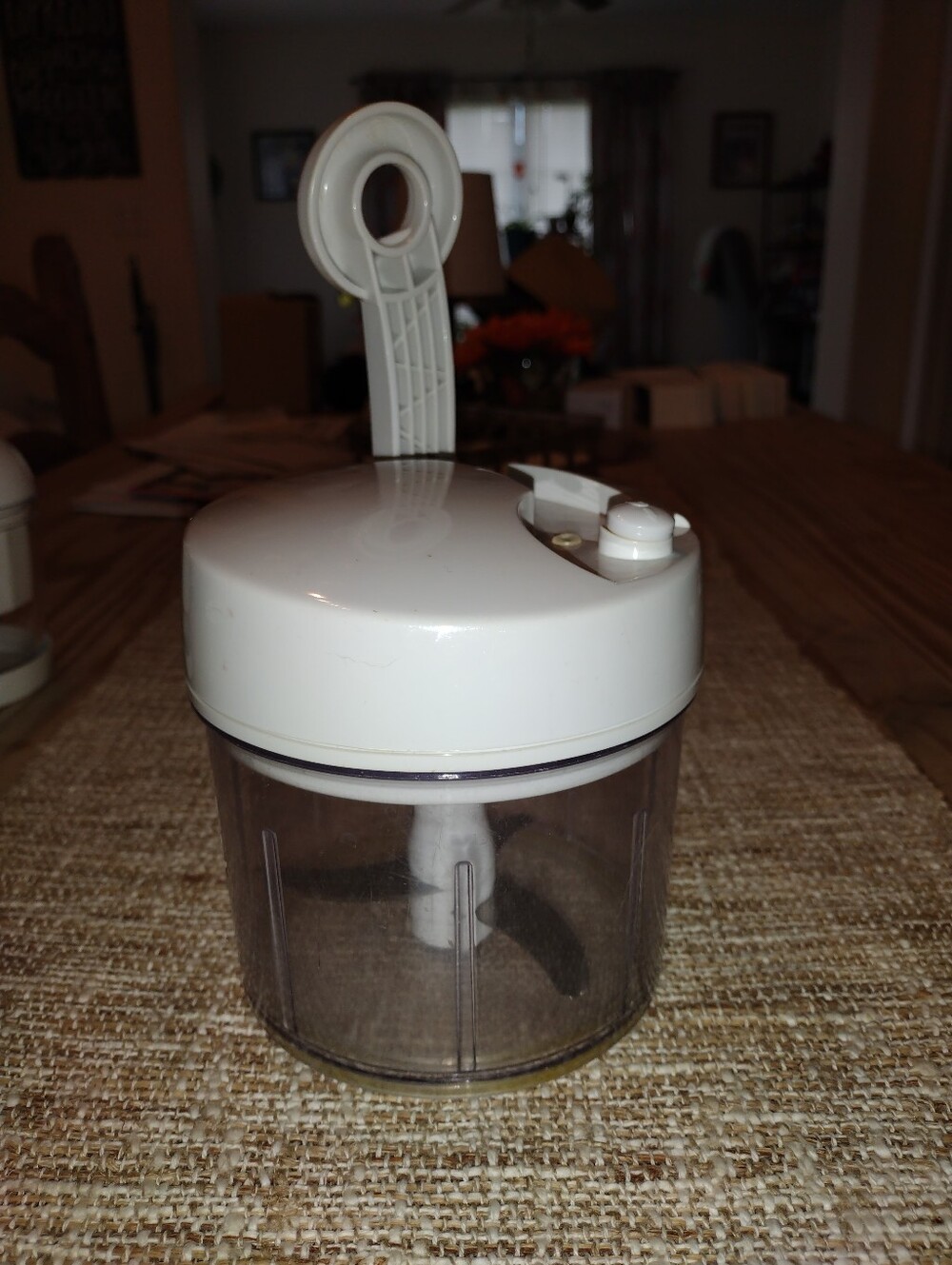 Pampered Chef White Manual Food Chopper - Compact Kitchen Storage & Prep Tool